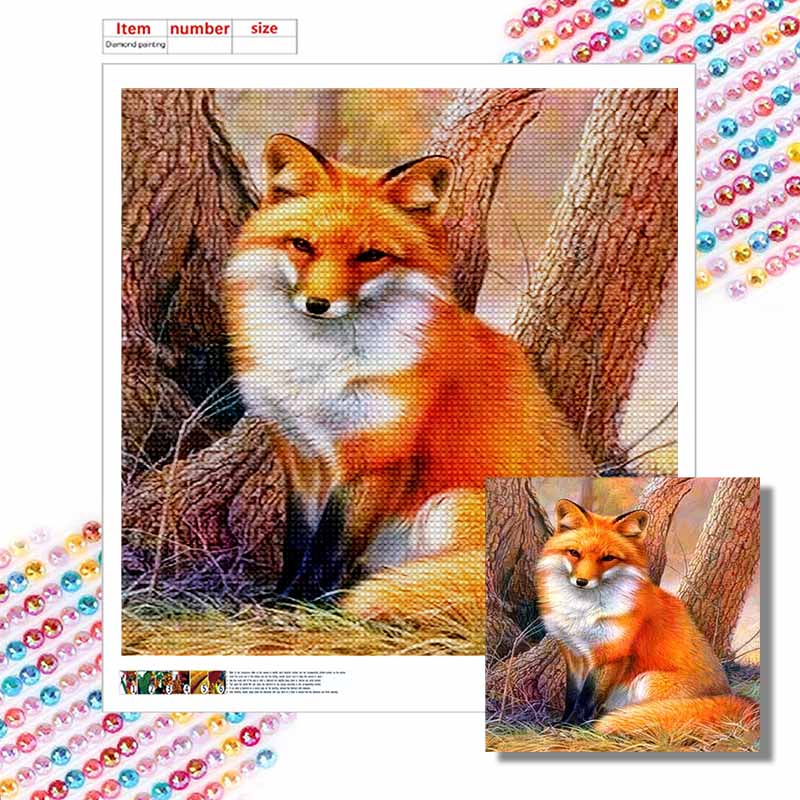 New Arrival 5D DIY Full Circle Diamond Painting "Fox" Embroidery Cross Stitch Home Decor Gift