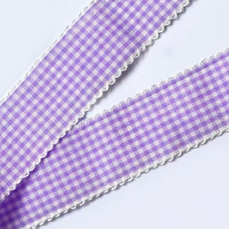 Gingham Ribbon Shoelaces with Lace Trim for Trainers and Canvas Pairs, Flat Decorative Laces for Daily Styling
