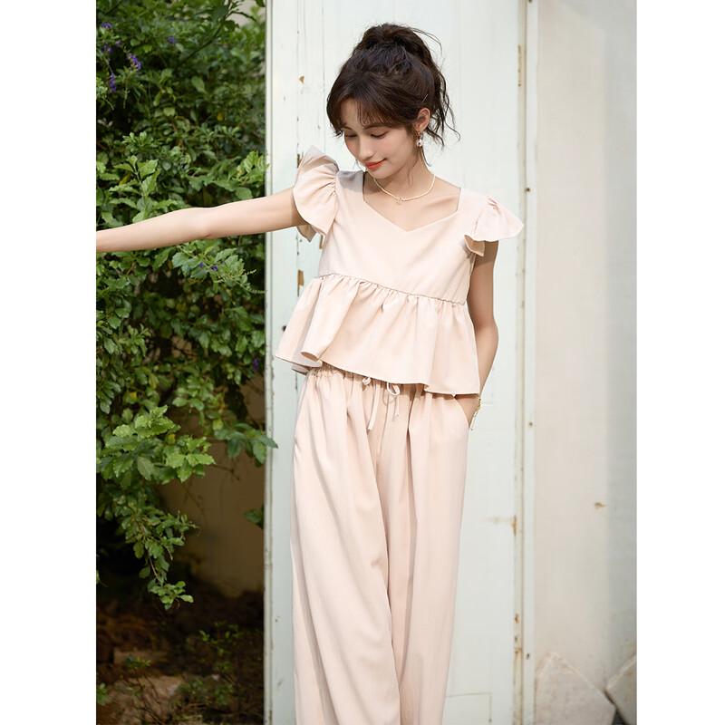 Mocana Women s Ruffle Sleeve Shirt & Pants Set One Size