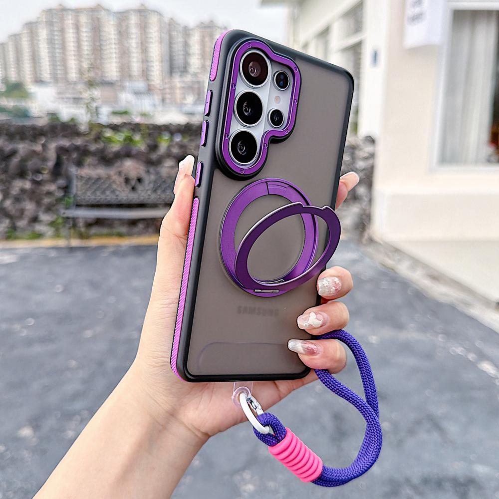 KEYSION Samsung Galaxy S25 S26 Ultra 5G S26+ için 360° Halka Tutuculu Manyetik Telefon Kılıfı Mat Yarı Saydam Askılı Darbeye Dayanıklı Kılıf
