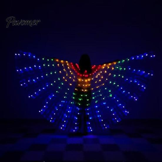 Lighted Isis-style Wings for Performance LED Light Up Belly Dance Adults Kids, Glowing Halloween Costume Props Adult And Kids with Colorful