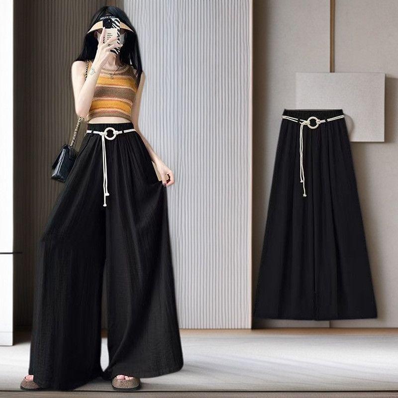 

Plus Size Ice Silk Yamamoto Skirt-Pants for Women - Summer Slimming Midi & Wide-Leg Style 3XL 180-210 jin