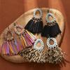 Earrings Color Turquoise Leopard Print Fringed Earrings High Sense Bohemian Earrings Fashion Exaggerated Earrings