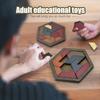 Hexagon Tangram Puzzle, Wooden Puzzle Toys for Children and Adults, Challenging Puzzles Wooden Brain Teasers Puzzle for Adults