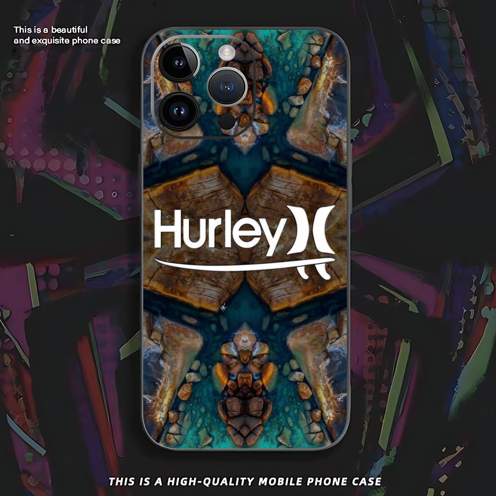 Hot Brand Hurley Phone Case For iPhone 17 16 e 15 14 13 12 11 XS XR Plus Mini Pro Max Soft black Shockproof Cover
