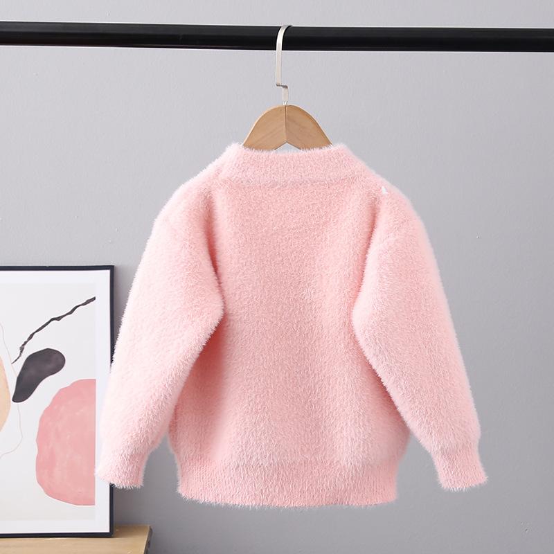 Herbst Winter Kinderpullover Mädchen Rundhals Strickware Nerzdaune Kinder Western Cartoon Langarm