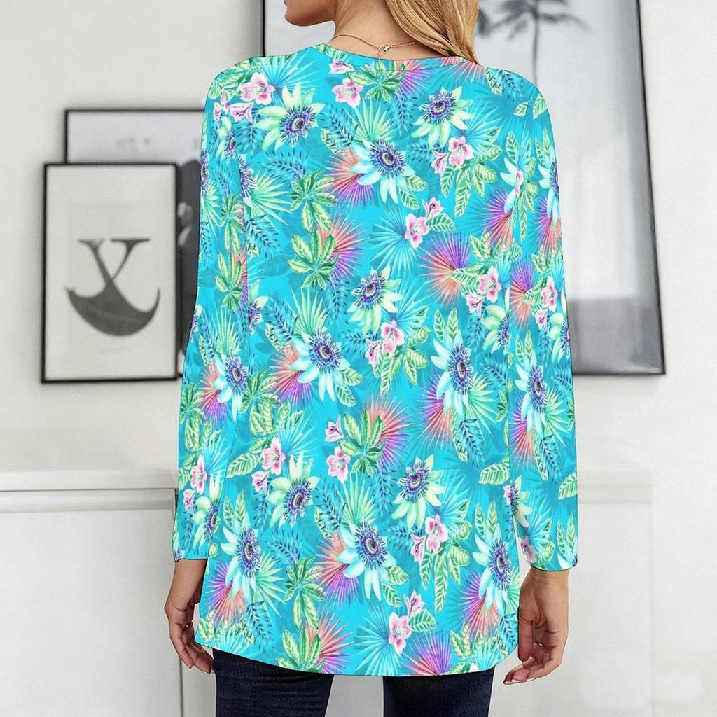 Plus Size Ladies V Neck Long Sleeve Pullover Soft Loose Tops For Daily Errands And Relaxation Wear