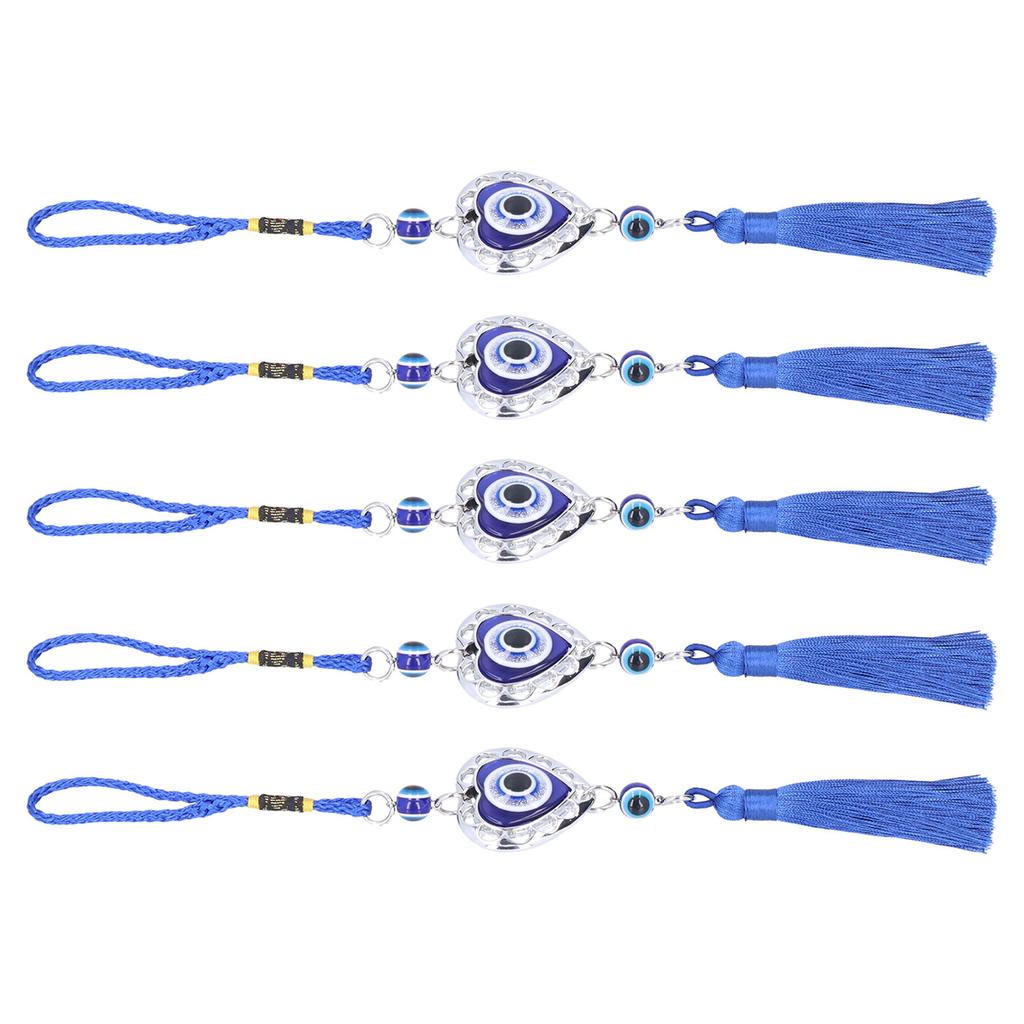 5Pcs Evil Eye Pendant Coloured Glaze Blue Tassel Exquisite Design Good Luck Evil Eye Decor for Room
