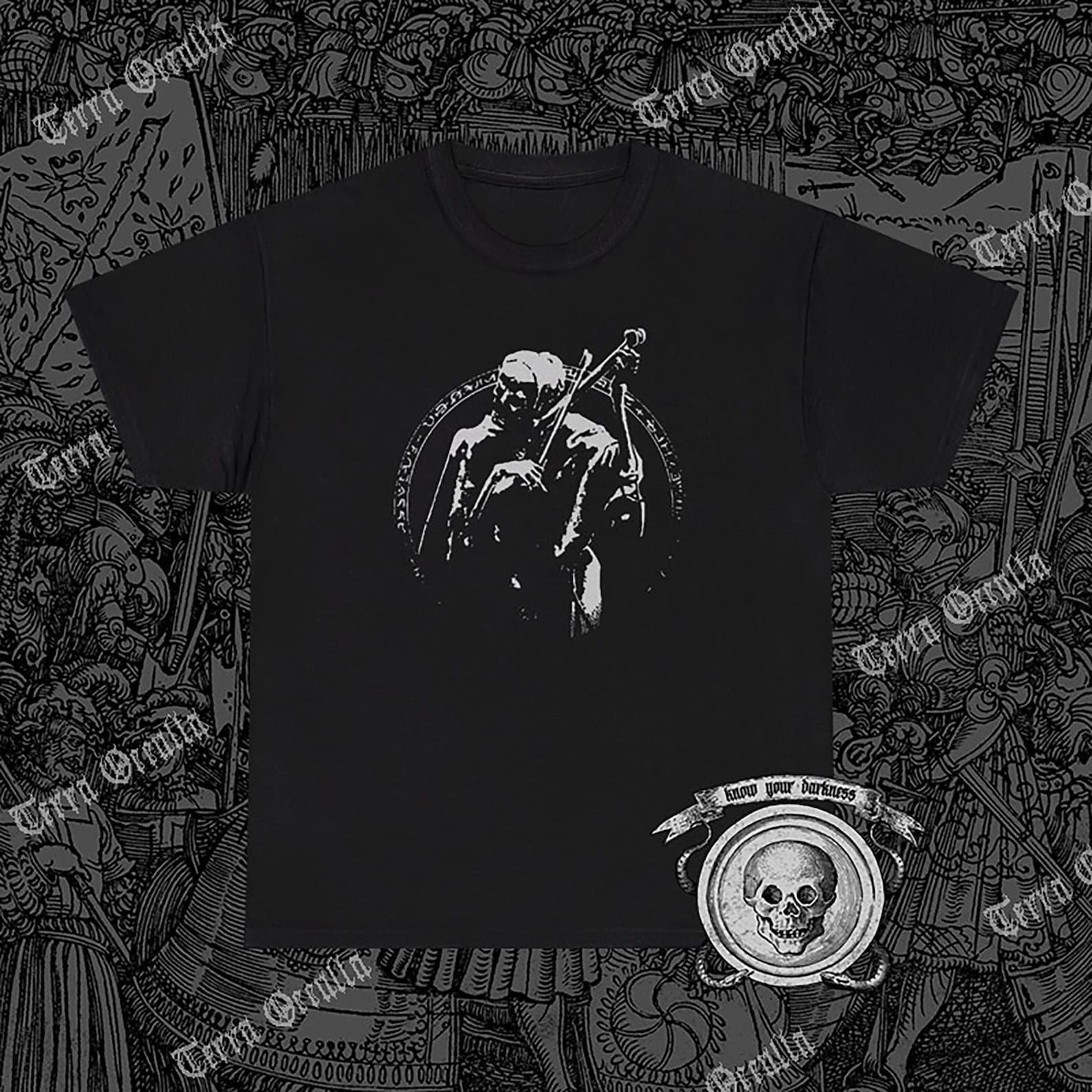 Death as a Musician Shirt, Memento Mori, Skeleton, Dance of Death 3XL