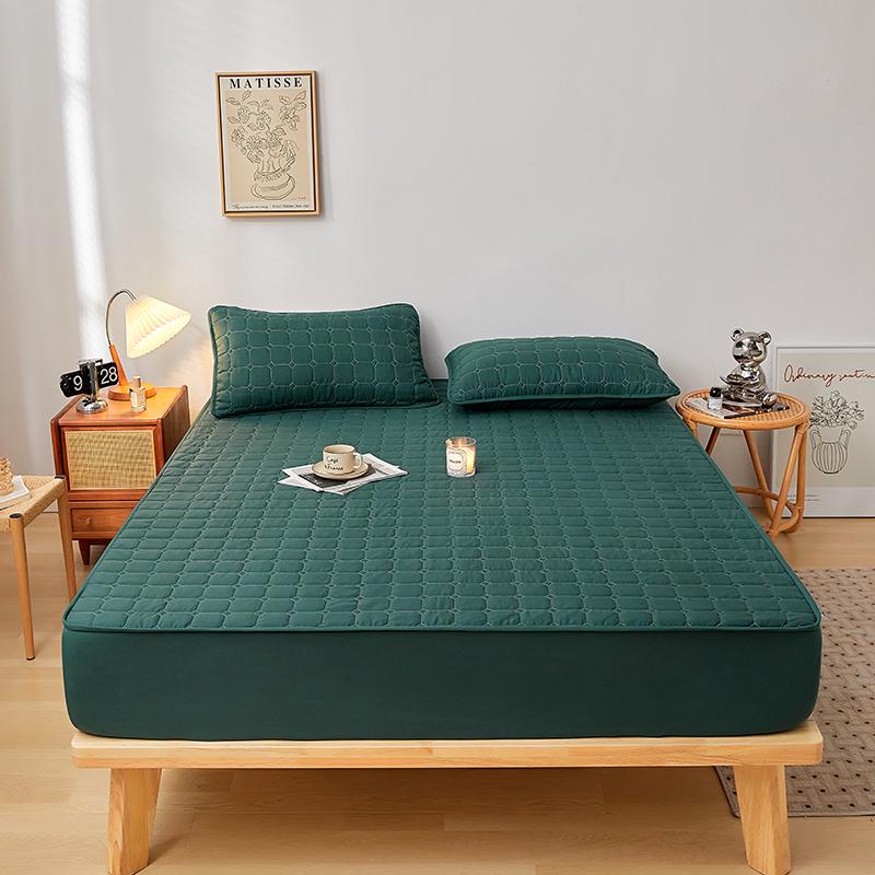 Lenzuolo con Angoli Regolabile in Cotone Laminato Ispessito 160x200, Coprimaterasso Trapuntato, Antipolvere, Tinta Unita