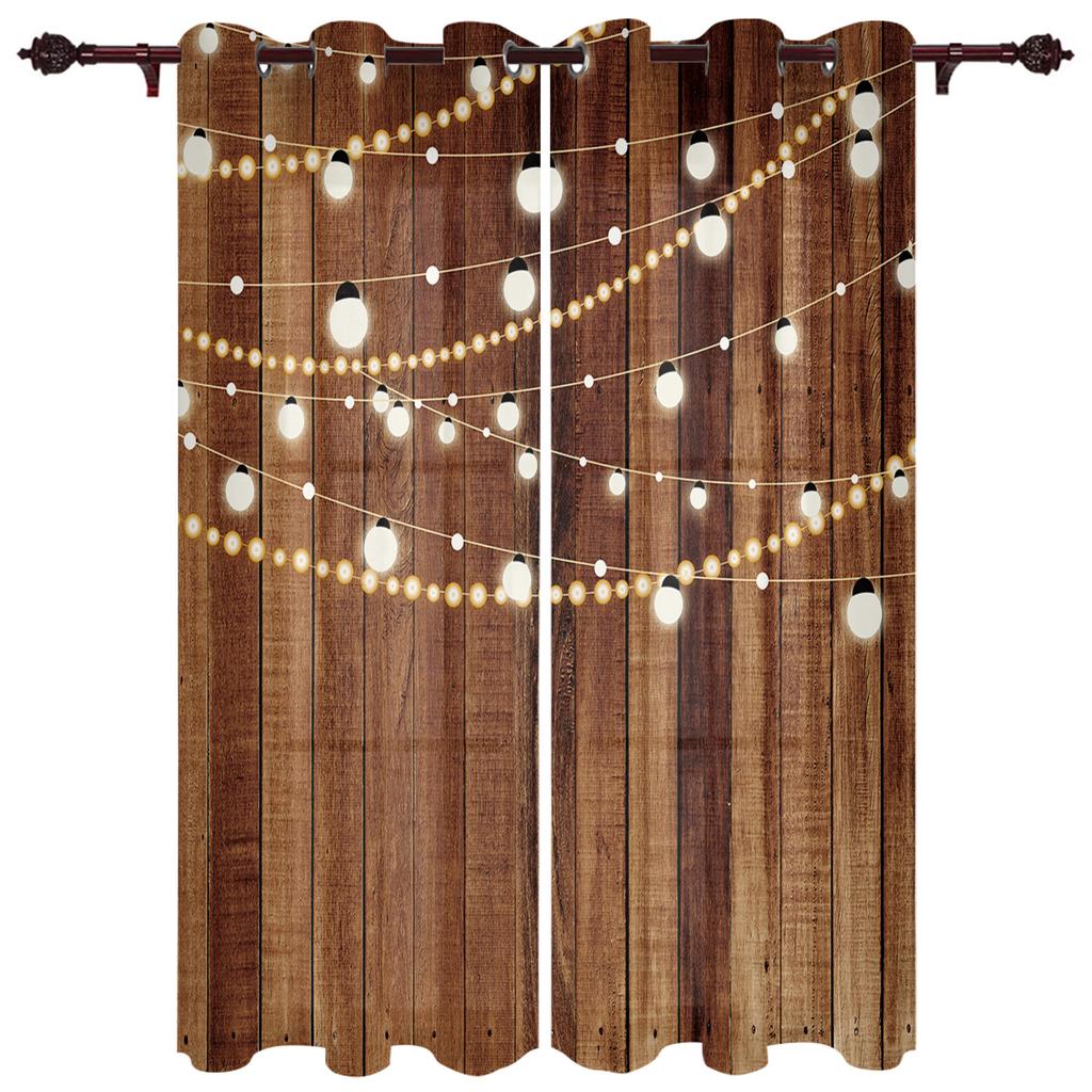 Holztürfarbe Retro Fenstervorhänge Wohnkultur Wohnzimmer Vorhänge Schlafzimmer Vorhänge Küchentür Vorhänge