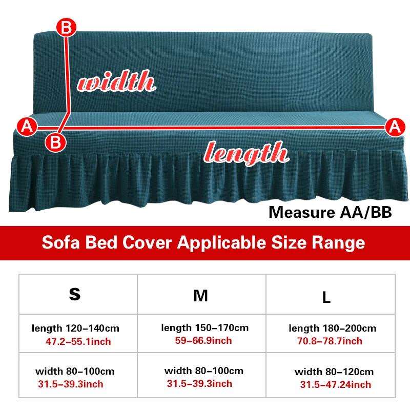 Stretch Velvet Futon Sofa Bed Cover Armless Thick Plush Sofa Cover with Skirt Sofa Slipcover Couch Cover Furniture Protector