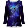 Spring and Autumn Round Neck 3D Butterfly Pattern Printed Top Fashionable Casual Long Sleeved Women's T-shirts