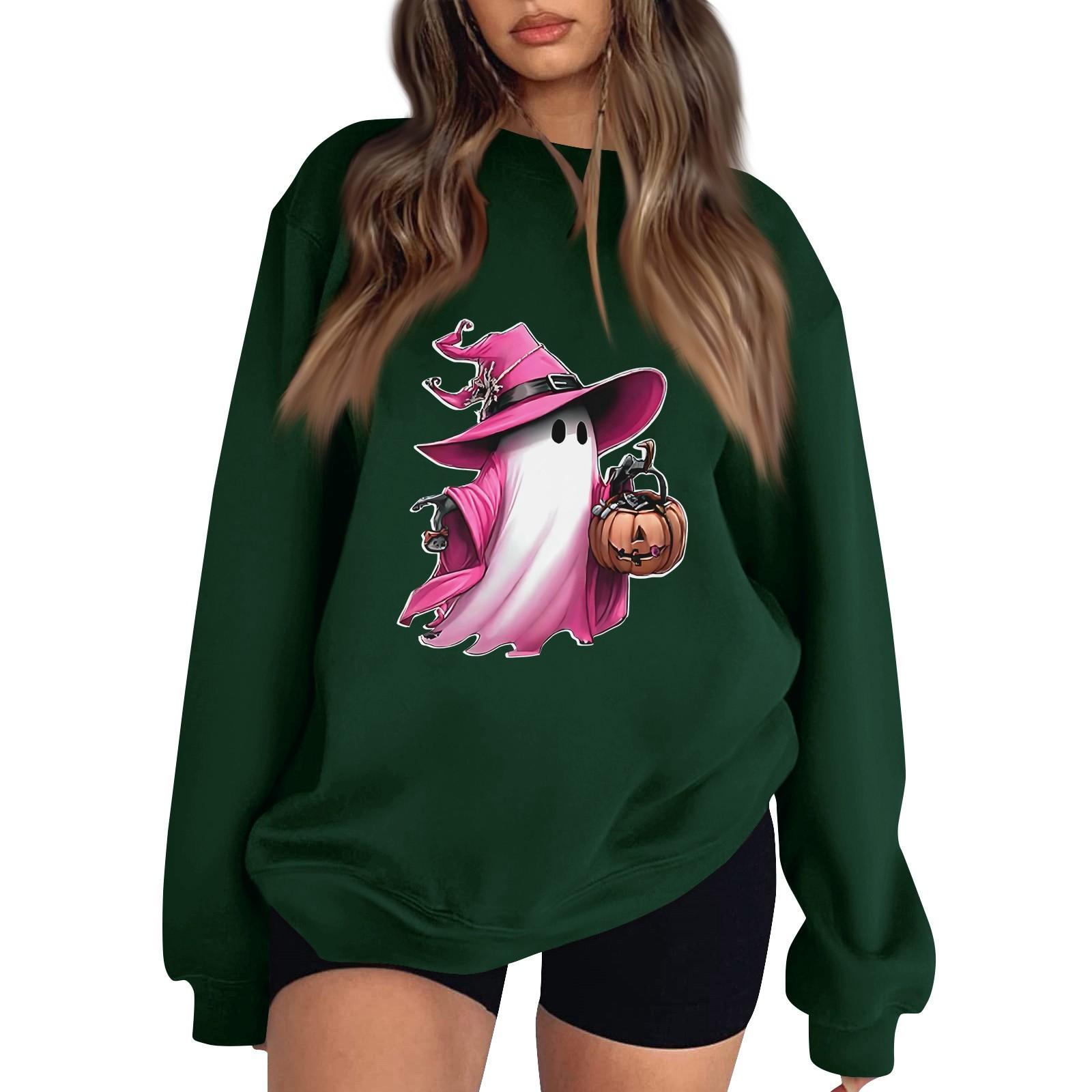 

Женский пуловер с заниженной линией плеча, спортивный свитшот с принтом на Хэллоуин XL