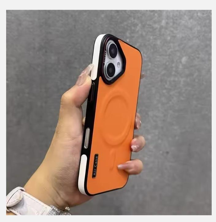 

Роскошный матовый кожаный магнитный чехол для телефона Magsafe для iPhone 16 15 Pro Max 14 13 12 беспроводной зарядки противоударный бампер чехол For iPhone 15 Pro оранжевый
