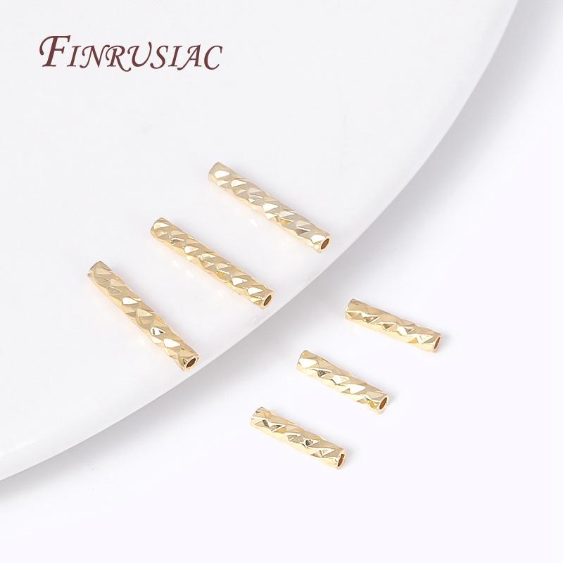 18K Gold Plated Brass Metal Texture Tube Beads 7/10MM Straight Tube Beads DIY Bracelet Necklace Making Supplies Accessories
