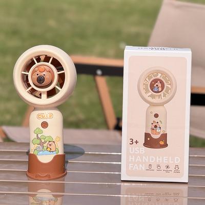 Portable Mini Pocket Cooling Fan  Handheld Fan Cartoon Cute Capybara Small Fan Outdoor Usb Charging Small Fan Gifts