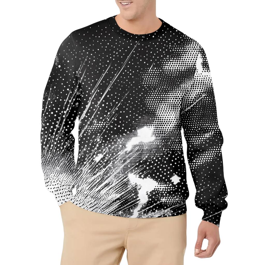Men's Casual Fashion Printed Round Neck Pullover Sweatshirt