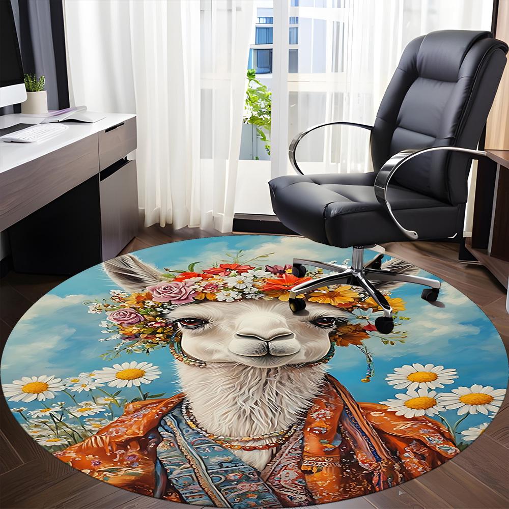 1pc Llama, Boho Chair Carpet for Office, Non Slip, Soft and Durable Office Rug