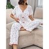 Plus Size Homewear Love Print V-neck Short Sleeve Trousers Can Be Worn Outside Plus Size Home Dressing