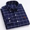 Basic Oxford Dress Shirt For Men Long Sleeve 100% Pure Cotton Solid  Casual Plaid Striped Social Business Male Regular-Fit S-6XL