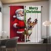 Set Of 2 Christmas Santa Claus Tree Pattern Printed Curtains Decorations Home Room Curtain Polyester Elegant