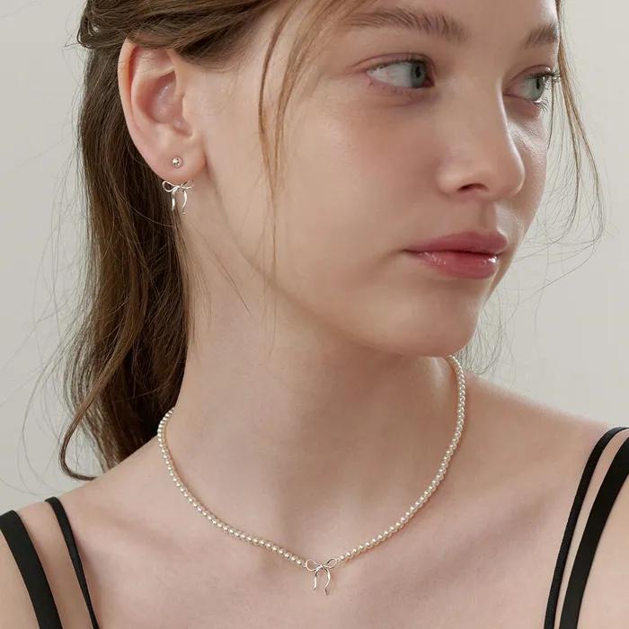 (Argent 925) Collier de perles à ruban NZ2173