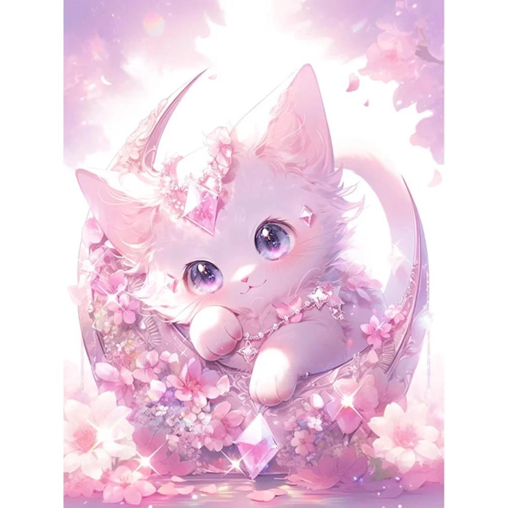 Diamant Peinture Plein Forage Mignon Père Noël Rond Diamant Peinture À La Main Chat Animal Bricolage Diamant Mosaïque Peinture Décoration De La Maison Cadeau De Noël