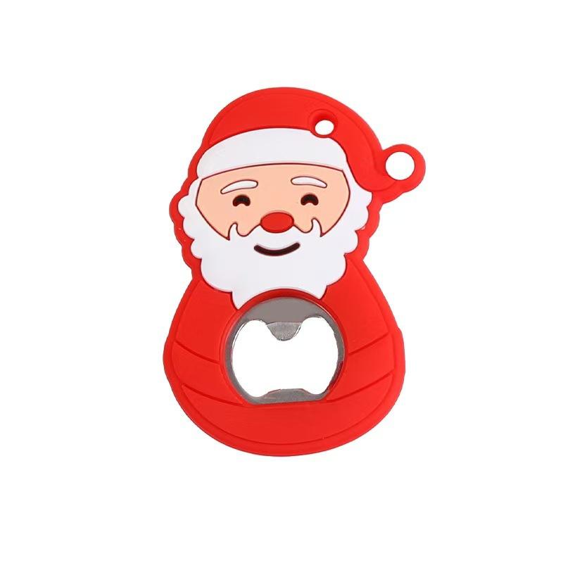 1pc Christmas Bottle Opener with Cute Santa,Rudolph,Snowman&Gingerbread for Man Capsules-Portable Multi-Use Lever-Action Opener
