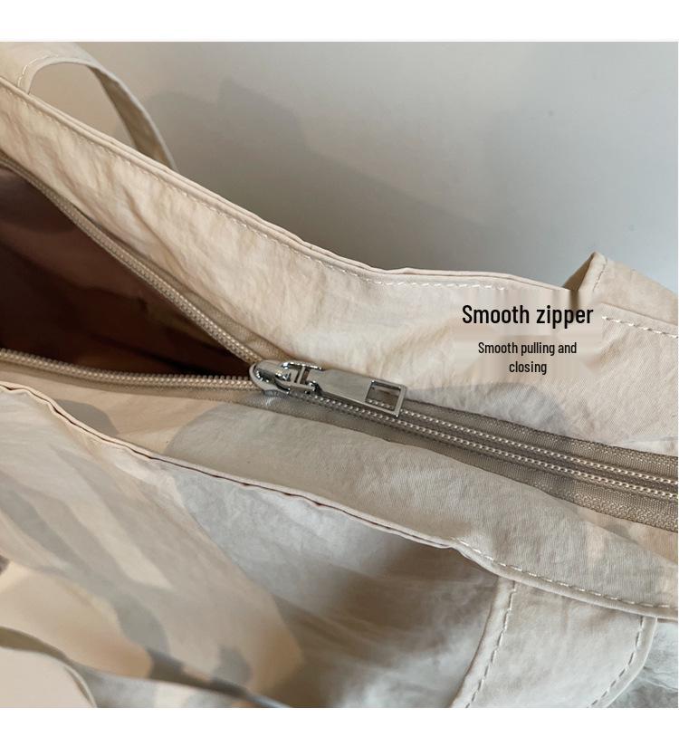 Japanese-Style Waterproof Nylon Minimalist Shoulder Bag for Women - Large Capacity Commuter Tote