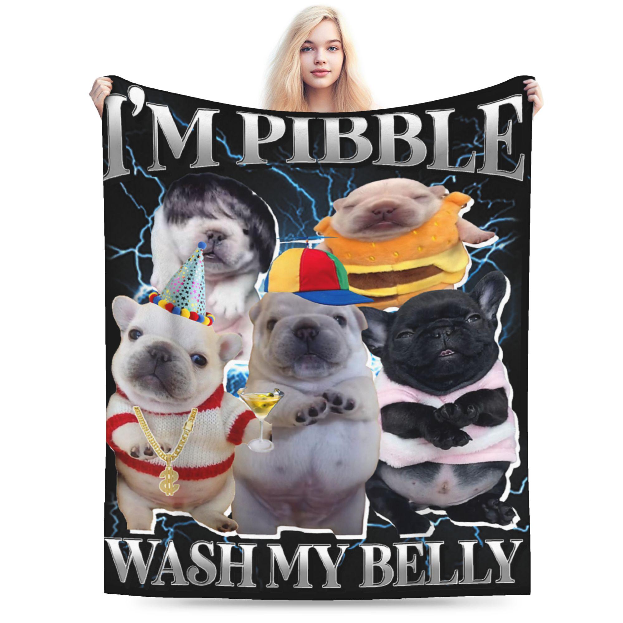 

I Am Pibble Wash My Belly Blankets Coral Fleece Plush Meme Funny Dog Brainrot Warm Throw Blanket for Car Sofa Couch Bedspread 50x60in