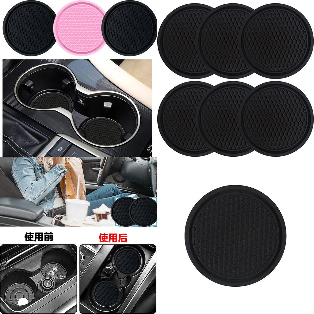 Creative Round Pvc Cup Car Storage Mat Universal Non-slip Car Cup Holder Black