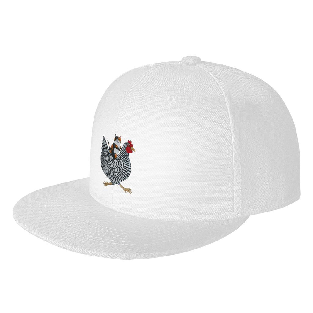 Fashion Calico Cat Chicken Ride Flat Brim Sun Hat Distressed Denim Hat Summer Hat