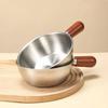 Stainless Steel Small Pot Bowl Walnut Wood Handle Salad Yogurt Bowl Breakfast Cooking Tool Multi-Function Cooking Kitchen Bowl