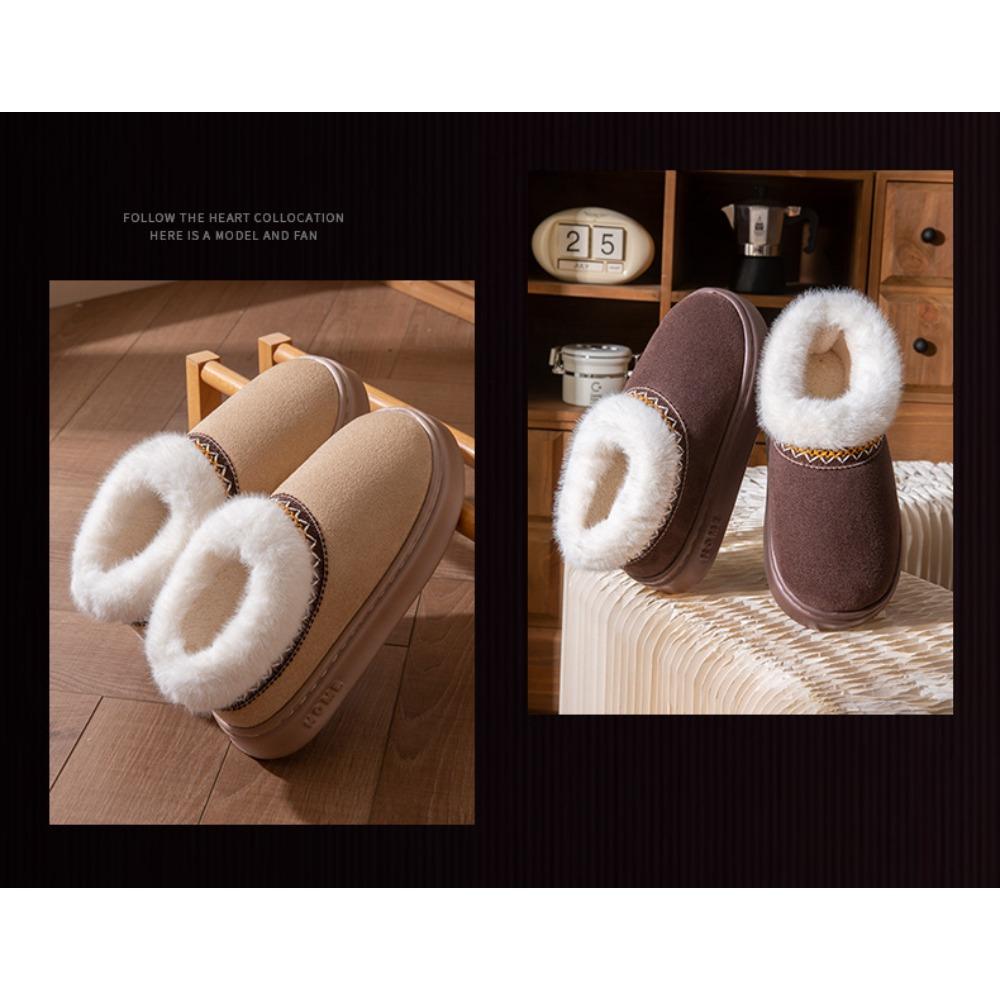 **Autumn Winter Cotton Slippers Women Indoor Home Plush Warm Couple Outdoor Wear Thick Sole Wear-Resistant Fuzzy Slippers Men**
