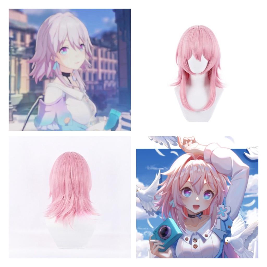 Sakura Pink Gradient Three Seven Cosplay Wig With Realistic Scalp