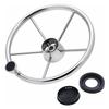 5-Spoke Stainless Steel Boat Steering Wheel with Black Polyurethane Foam Non-Slip Anti-Sweat Marine Accessories
