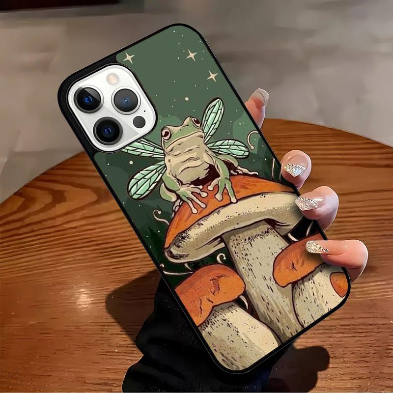 

Vintage Retro Frog Mushrooms Phone Case For iPhone 17 Air 16 15 14 13 12 11 Pro Max Max Plus Bumper Case Cover iPhone 16plus