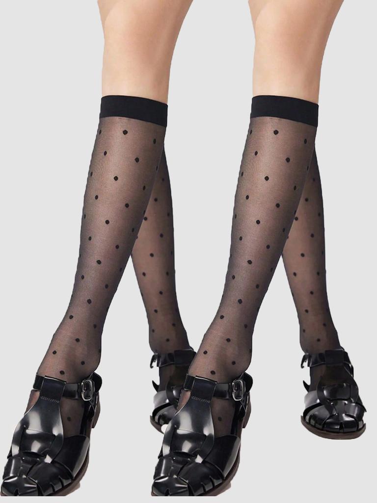 1/2/3/5Pairs Polka Dot Calf Socks, Fashion College Style Knee High Socks, Women'S Stockings & Hosiery