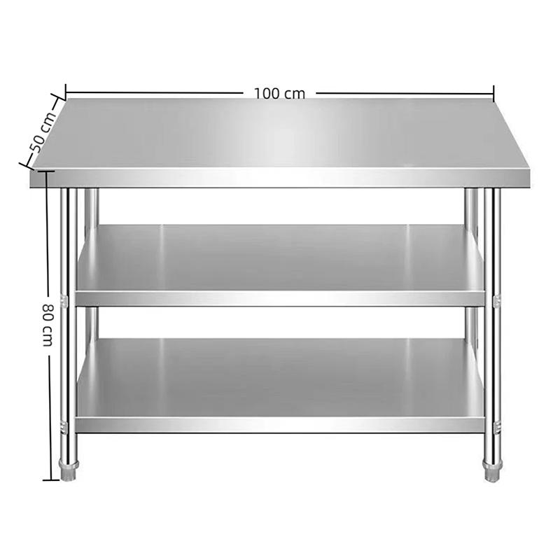 Multifunctional Stainless Steel Table For Home Use, With Adjustable Legs, Available In Multiple Sizes.