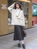 Winter 2024 Women's High-Waisted Wool Blend Pleated Midi Skirt – Slimming A-line Casual Style