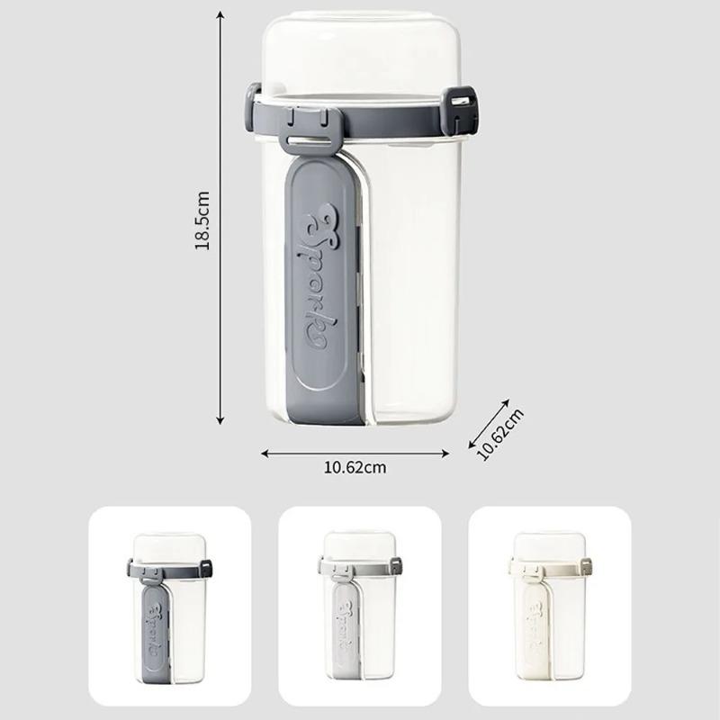 Portable Breakfast Cup with Double-Layer Lid - Includes Spoon & Fork, Food Storage Box for Oatmeal/Cereal/Salad/Fruits