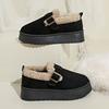 Foreign Trade New Muffin Thick-soled Wool Mouth Low-top Cotton Shoes Women's Northeast Winter Round Head Warm Velvet Buckle Snow Boots