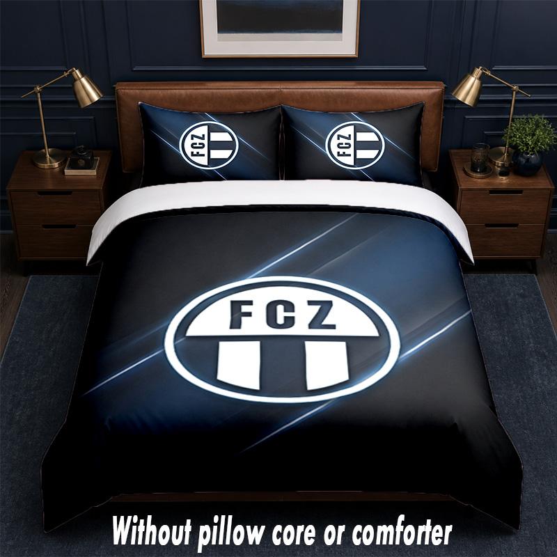 FC Zürich Diseño Juego de Cama Juego de Ropa de Cama 1 Funda Nórdica + 2 Fundas de Almohada Suave Transpirable Ropa de Cama para el Hogar