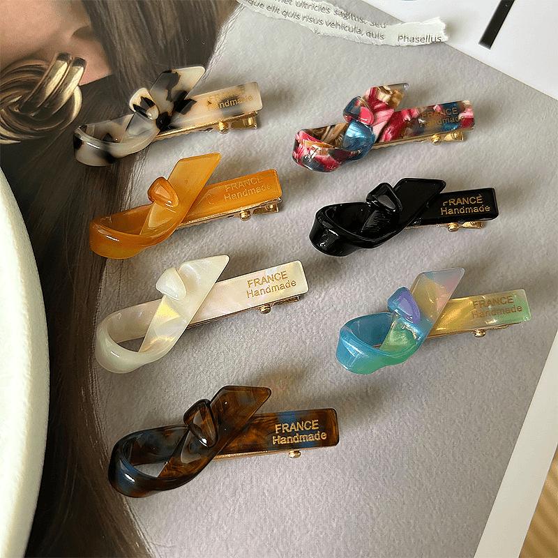 Korean-style Gold Label Small Acetate Bow Duckbill Hair Clip