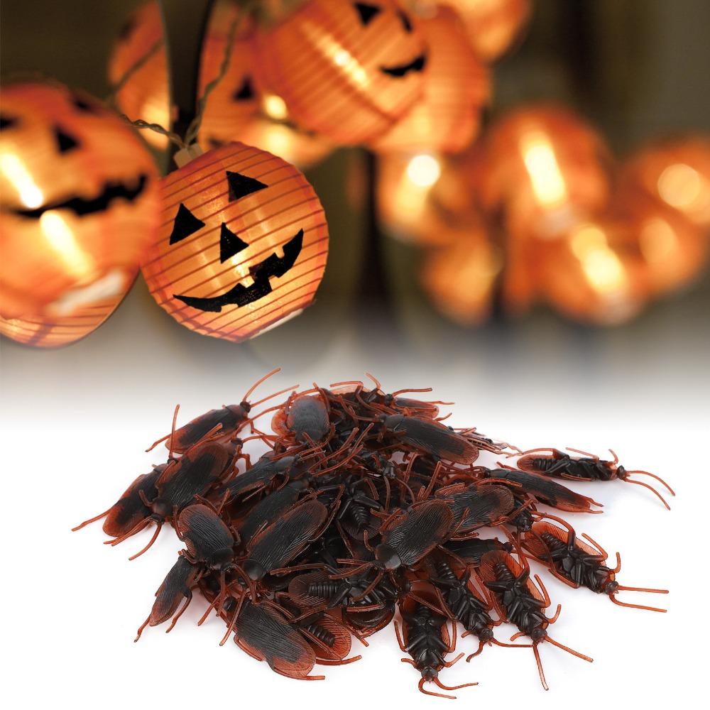 100Pcs Soft Material Fake Cockroach Lifelike Halloween Props Durable Trick Toys April Fools Day