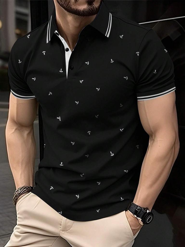 Stylish Leopard Print Short Sleeve Polo Shirt, Trendy Casual Top