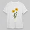 Women's Plus Size Classic T-Shirt Yellow Small Flower Graphic 100% Cotton Tee