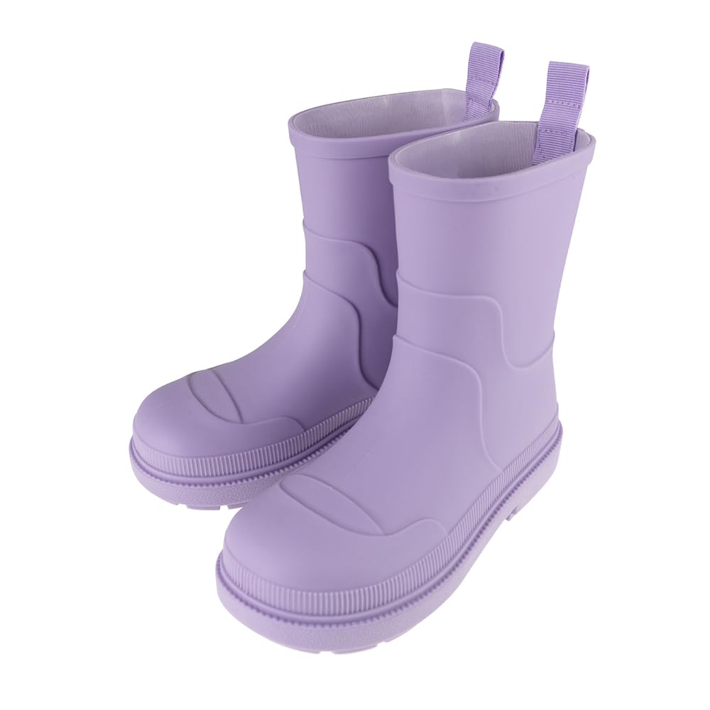 MALAMA Rain Size Easy to Solid Simple for Girls and Kids' Boots, Waterproof, Purple, 21cm, Flexible, Wear, Lightweight, School-Ready, Cute, Color,