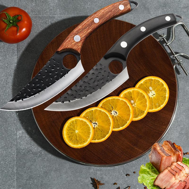 Hammer Bone Knife Sharp Black Color Wood Pig Beef Mutton Slaughtering Knife Carbon Steel Meat and Vegetable Cutting Knife